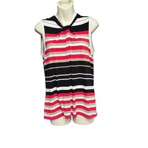 Tommy Hilfiger size medium NWT Black and Pink Sleeveless Blouse with twist Front